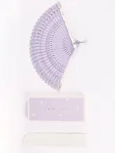 夏用扇子【紫色・折りたたみ式・レトロデザイン】