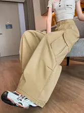 アメリカンレトロ工装パンツ【ファッション・ルーズフィット・カーキ】（セットアップ対応）