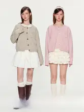 カラードットニットカーディガン＆キャミソール【ウール混・短め・優しい雰囲気】（セットアップ対応）