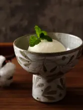 CoolBanana 手作り粉引陶器製 高足フルーツプレート【アイスクリームボウル・インテリア風】