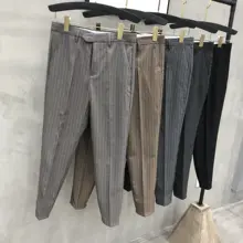 ストライプデザインのテーパードパンツ【メンズ・カジュアル・快適な着用感】（セットアップ対応）