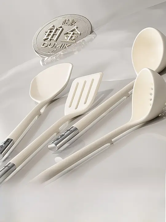 DUMIK 耐熱性シリコン製調理器具【フライパン用フライ返し・スプーン・お玉・こし器】