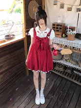 可愛いマシュマロデザインの赤いドットワンピース【学生用・ブラウス付き・フラワーバッドスタイル】（セットアップ対応）