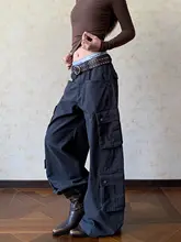 ヴィンテージ風デニム加工多ポケットワークパンツ【ゆったりとしたシルエット】（セットアップ対応）