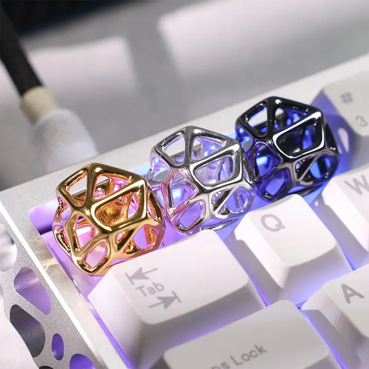 キーキャップ holy60 真鍮 メタル 透かしデザイン Escキー オリジナル 個性派 ブラック×ゴールド ゴールド シルバー「KBDfans」