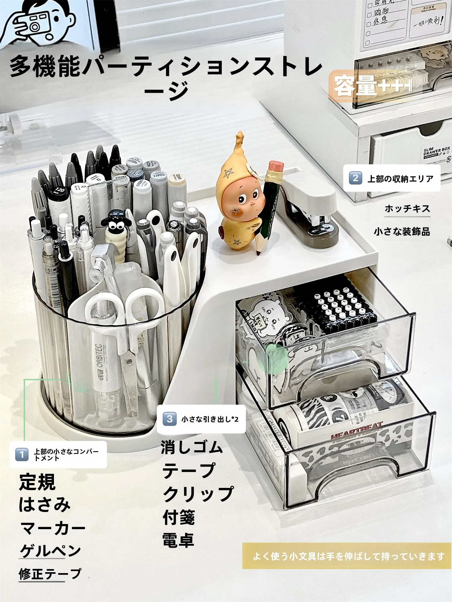 回転ペン立て収納ボックス：学生・オフィス向け多機能文具スタンドの実用性と設計解析