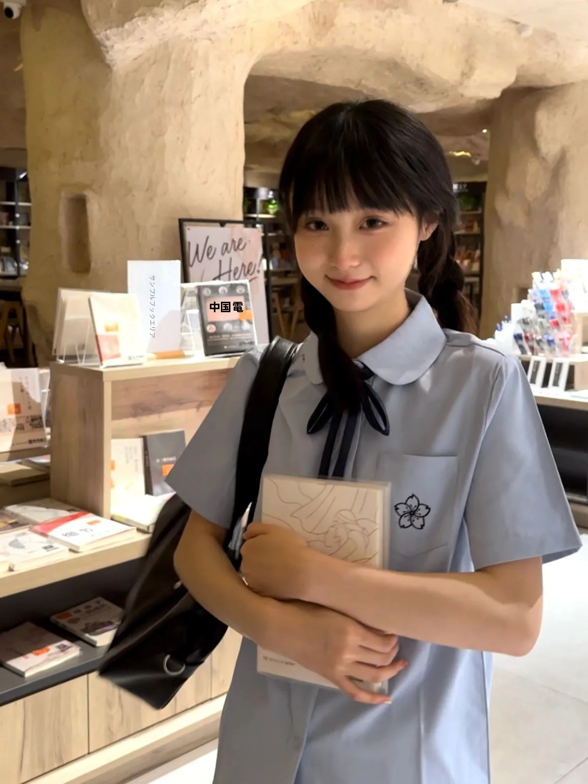 コットン製半袖シャツブルー：中学男子に合う学院風デザインのスタイリングガイド