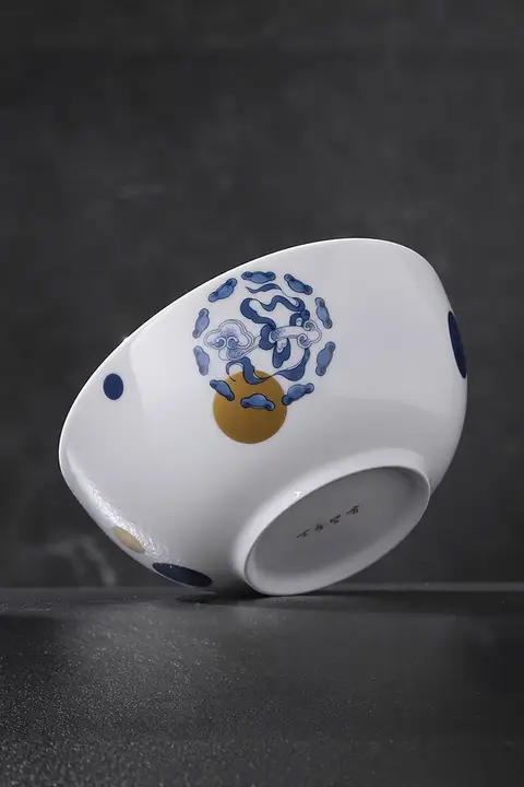 青花陶器製 大容量の面用ボウル【家庭用・中華スタイル】