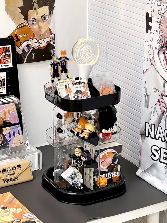 デスク用回転式ディスプレイラック【多層・フィギュア収納・おしゃれなインテリア】