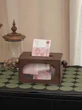 透明な無垢材の貯金箱【高級感・インテリア用・リビング向け】