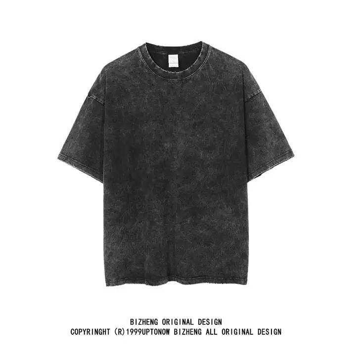 水洗い加工のシンプル無地短袖Tシャツ【アメリカンストリートスタイル・綿100%・夏用】