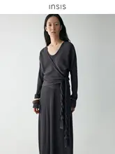 有機コットンリネン サイドスリットワンピース【春用・ラップデザイン・ツイストカーディガン付き】（セットアップ対応）