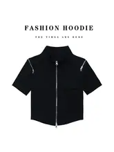 ジッパー付き短袖Tシャツ【夏用・ファッショナブル・スポーティなデザイン】