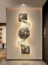 現代的なラグジュアリーエントランス装飾画 九魚図【時計・ライト付き・抽象デザイン・廊下用】