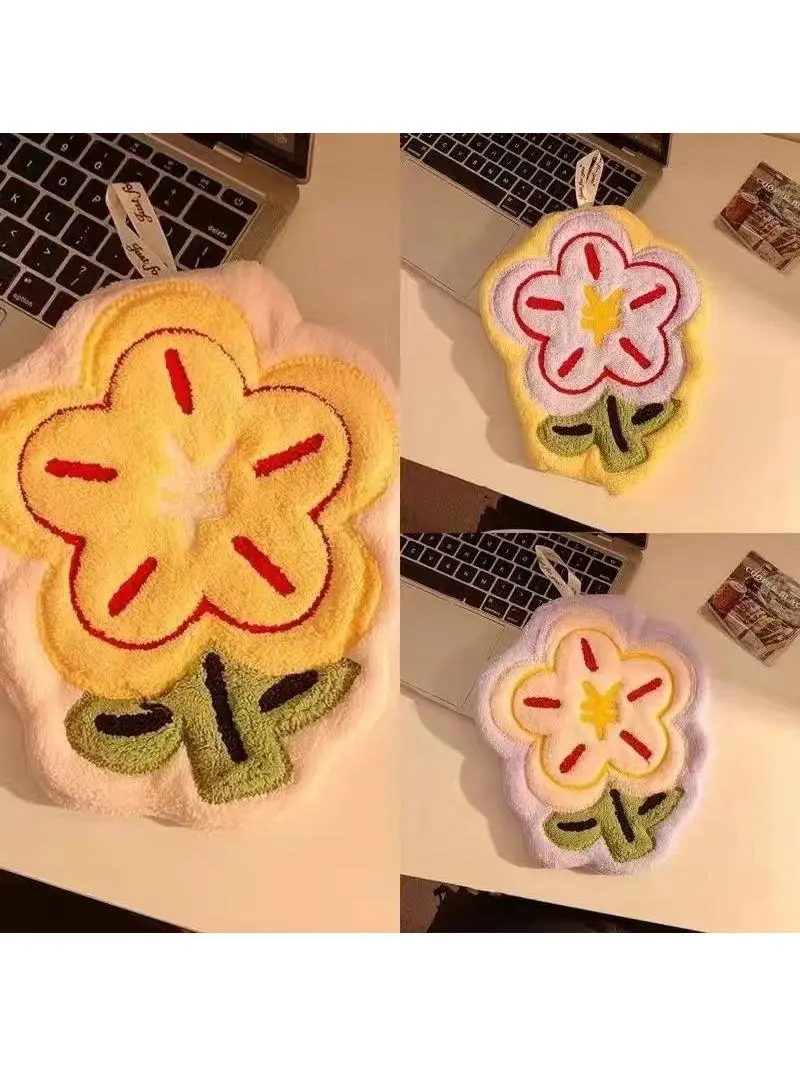 可愛いキッチン＆バスルーム用タオル【吸水性・フック付き・刺繍デザイン】