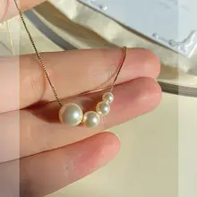 シンプルなパール風ペンダントネックレス【女性用・ロックボーンチェーン・高級感】