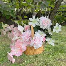 造花 編み込みバスケット テーブルフラワー インテリア デコレーション アウトドア キャンプ ピクニック 部屋撮り インスタ映え