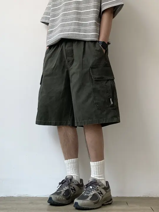 カーゴハーフパンツ メンズ ウォッシュ加工 ヴィンテージ ストレート ワイド カジュアル 着回し 「JOYZONE」