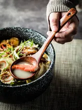 和風ラーメンスープスプーン【木製・長柄・家庭用・大サイズ】