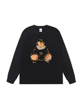 手描きオレンジ猫デザインのコットンTシャツ【ユニセックス・カジュアル・半袖】