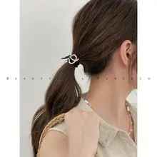 パールリボン付き高弾性ヘアゴム【女性用・ポニーテール用・オシャレなヘアアクセサリー】