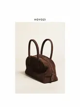 真皮製 マットな牛革の通勤用手提げバッグ【ショルダー付き・シンプルデザイン】
