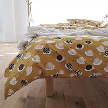 可愛い綿100%ツイルベッドシーツセット【学生寮用・シングル・ダブル対応】（セットアップ対応）