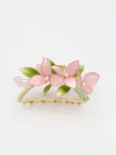 高級感あるフローレースのワニクリップ【女性用・高めのポニーテール対応・花柄】