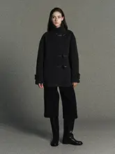 極上の柔らかさウール混レトロデザインのショートコート【ボタン留め・ラペルカラー】（セットアップ対応）