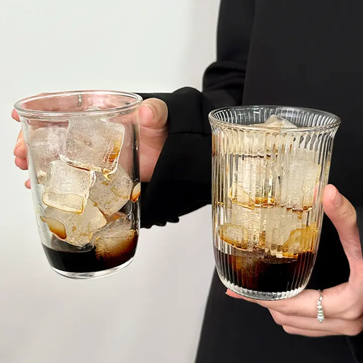 高級感あるアイスアメリカーノグラスカップ【透明・冷飲用】