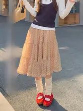ドット柄チュールスカート【ふんわりデザイン・スイート・カジュアル】（セットアップ対応）