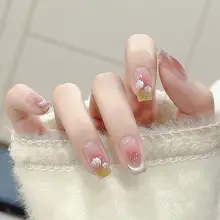 春のチューリップデザインの美しいネイルチップ【手作り・猫目・ブリリアント仕上げ】（セットアップ対応）