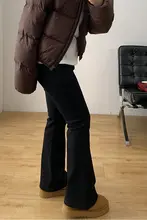 黒のストレッチフレアパンツ【ハイウエスト・スタイルアップ・梨型体型対応・裏地付き】