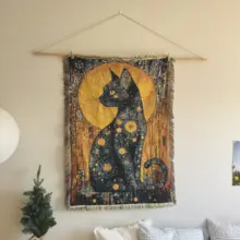 オーストリアの画家古斯タフ・クリムト風 夜の猫 タペストリー