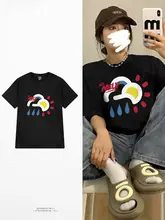 Xiaonili アメリカン漫画プリント半袖 Tシャツ