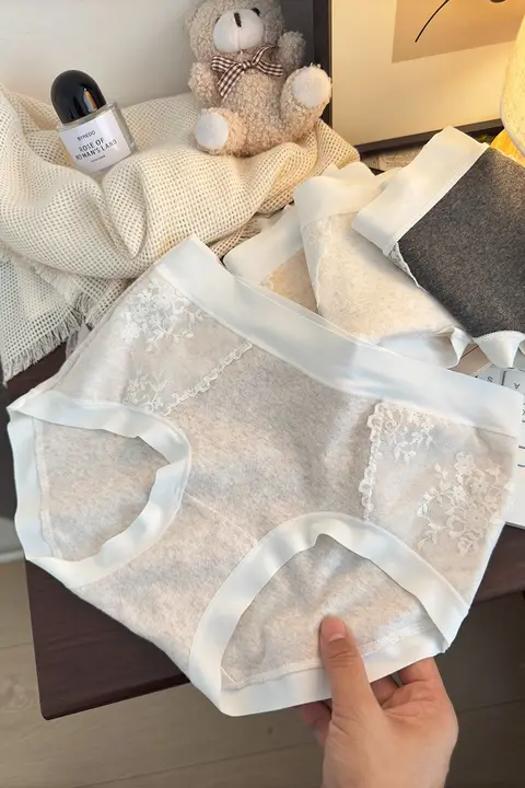 フレンチレースデザインの女子用パンティー【全棉・三角型・極上の柔らかさ】（セットアップ対応）