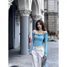 菱形柄の肌触りが優しい中腰微喇牛仔パンツ【夏用・ゆったりシルエット】