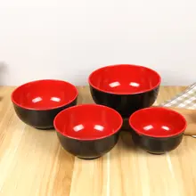 プラスチック製 ブラック＆レッドミックス 麺用ボウル【商業用・朝食やスープ用】
