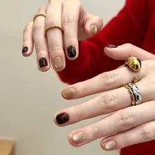 カラフルな猫目デザインのショートネイルチップ【手作り・グラデーション】