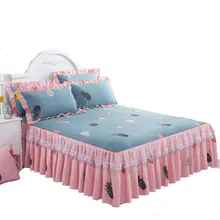 新品 レースベッドスカート ベッドカバー【全棉・滑り止め設計・枕カバー付き】（セットアップ対応）