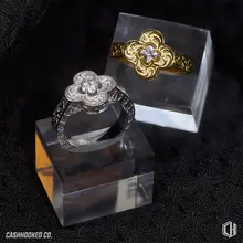 CASHHOOKED S925銀メッキバロックフラワーリング【アメリカンスタイル・彫刻デザイン】