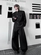 立襟デザインのパッド入りショートジャケット【スタイリッシュ・男性用】＆ウエストワイドパンツ（セットアップ対応）