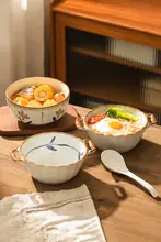 スープボウル ダブルハンド 家庭用 新作 大きなボウル ラーメン用 陶器下の絵