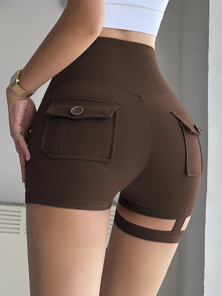 高腰スタイル ヨガショートパンツ【フィット感・ヒップアップ・アメリカンカジュアル・3/4丈】