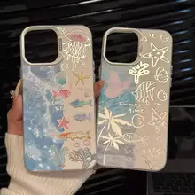 海洋水彩の小魚デザインスマートフォンケース【iPhone・Android対応】