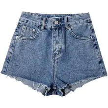 レディーズ高腰デニムショートパンツ【アンティーク加工・夏用・美脚効果】