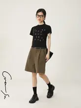 Tシャツ レディース 半袖 クルーネック ブラック レタープリント 着痩せ 夏 「CRUCREAMSU」