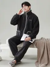 極上の柔らかさの珊瑚绒パジャマ【冬用・フランネル・ジッパーデザイン・保温性・家で着る用】（セットアップ対応）