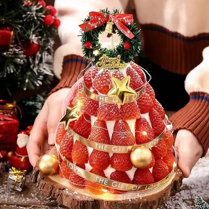 クリスマスケーキ用ストロベリータルト装飾リボン【クリスマス星・鈴・デザートテーブル用】