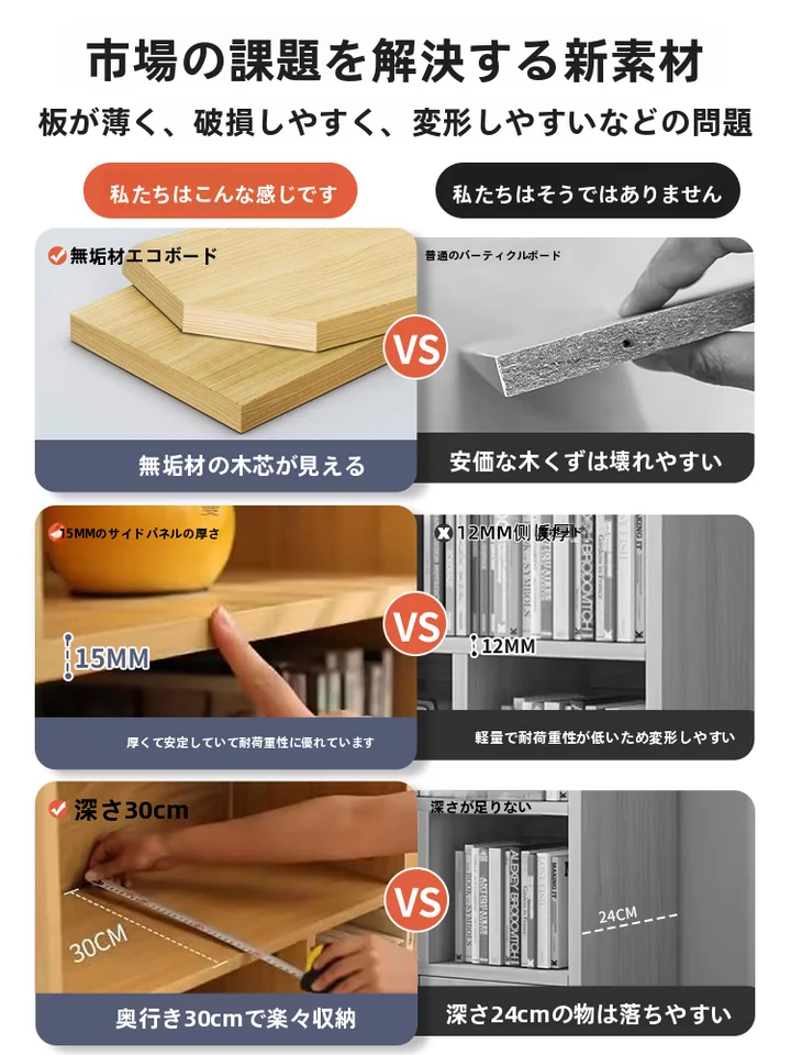 ナチュラルな木製のディスプレイキャビネット【壁掛け対応・リビング用・スリムデザイン】